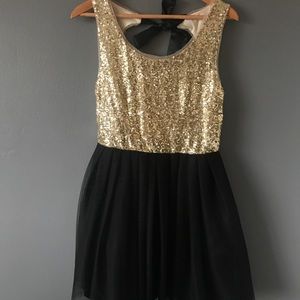 Gold and Black Flare Dress size 13/14